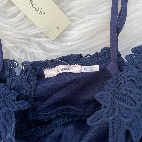 Navy Lace Spaghetti Strap Top - Picture 2 of 3
